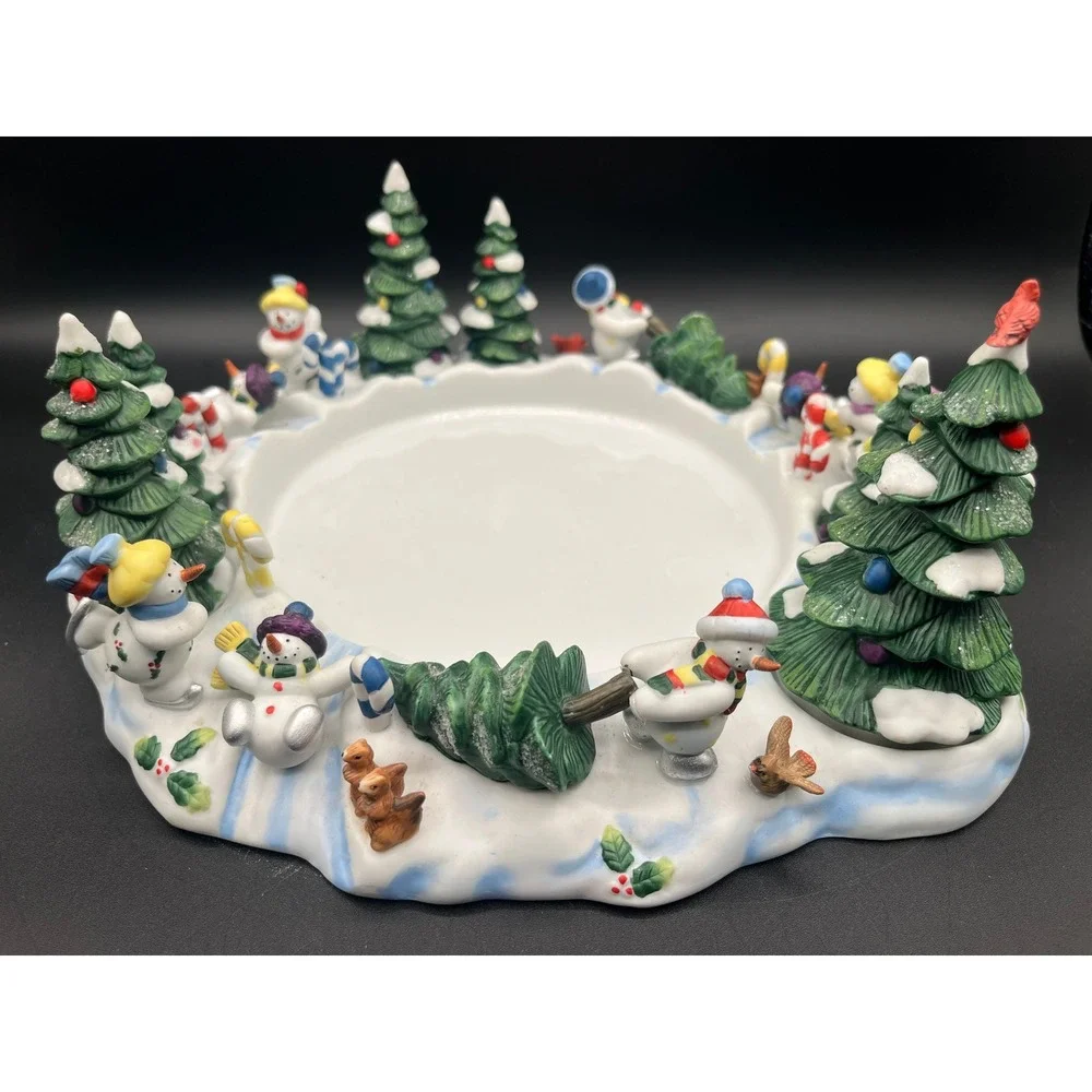 Vtg Partylite P7870 Snowbell 3 Wick Candle Holder Tree Snuffer 11